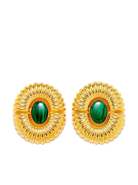 DESTREE embossed stud earrings Green SONIASUNPIERCING