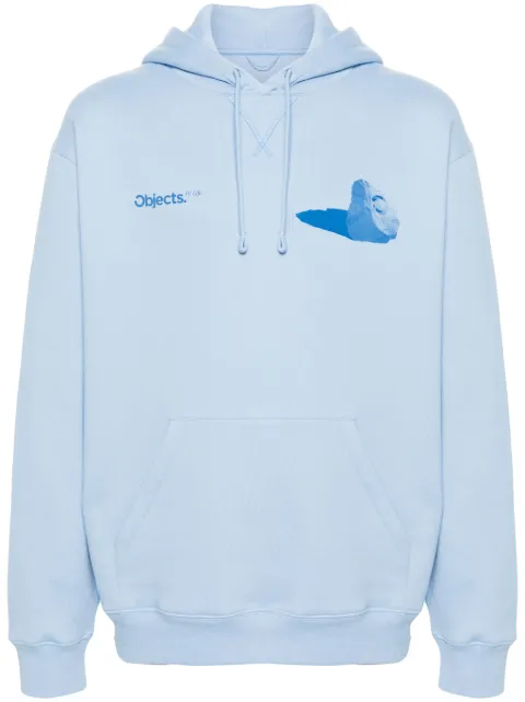 OBJECTS IV LIFE Boulder-print cotton hoodie Blue OBJ00311220