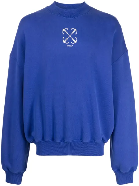 Off-White Arrows beaded cotton sweatshirt Blue OMBA070F23FLE0116901