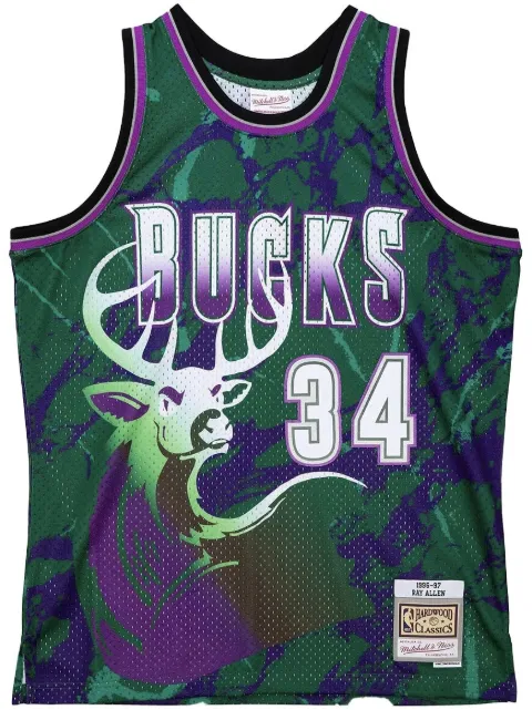 Mitchell & Ness "NBA Milwaukee Bucks 1996 Ray Allen" Team Marble Swingman jersey vest top Green TFSM1278MBU96RALGREN