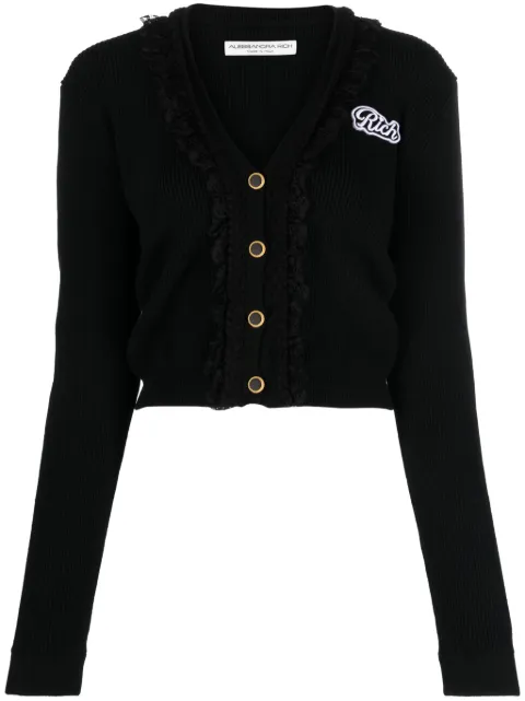 Alessandra Rich Rich ribbed-knit cardigan Black FABX3567K41875009