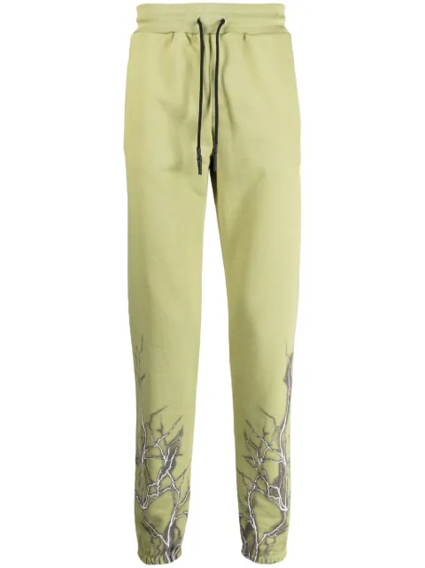 PHOBIA lightning-print cotton track trousers Green PH00130GREY