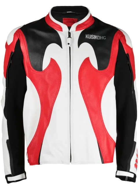 KUSIKOHC graphic-print leather jacket Red KUW3JK02ITSP001014