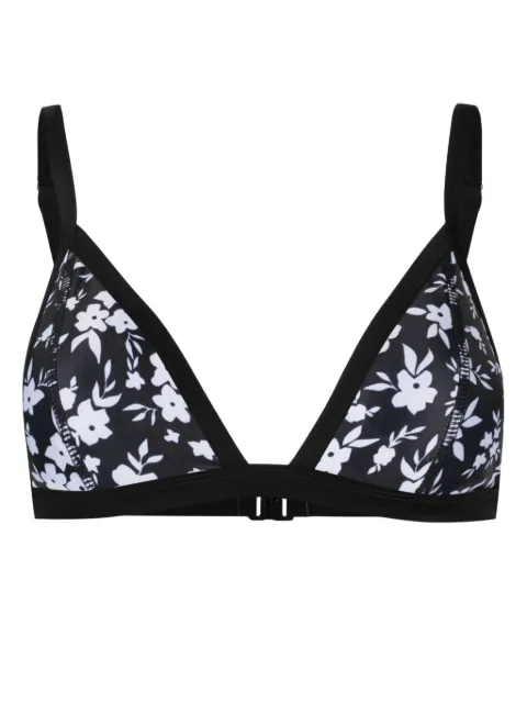 Duskii floral-print triangle bikini top Black DLT23096F