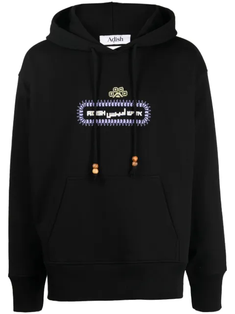 Adish Alkhws logo-print cotton hoodie Black FW23ABHB001