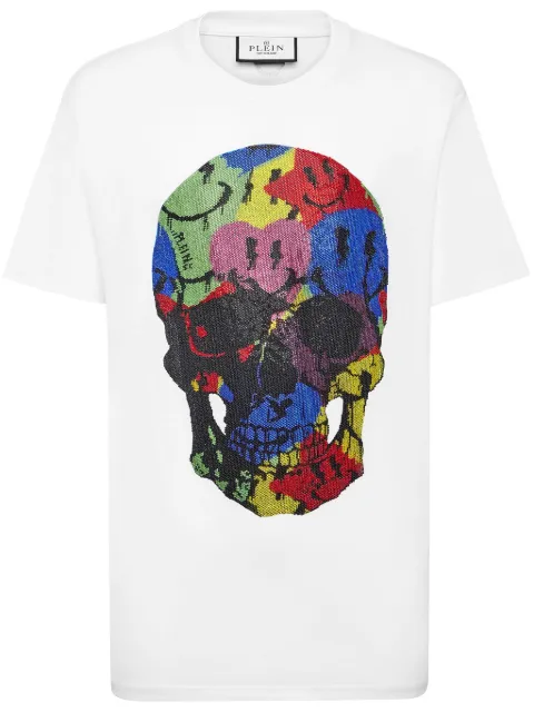 Philipp Plein Smile-print cotton T-shirt White SADCMTK6804PJY002N