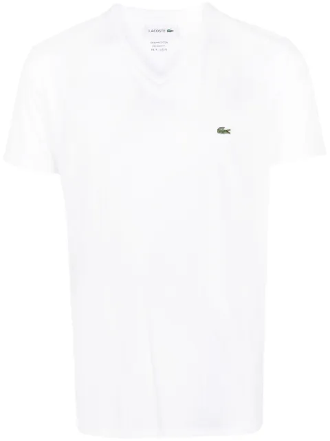 Lacoste logo-patch V-neck cotton T-shirt White TH6710