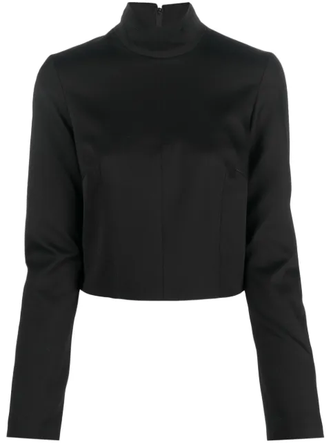 MM6 Maison Margiela cropped high neck blouse Black S62NH0022S47848