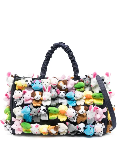 la milanesa Large Toys-appliqué cotton tote bag Blue NEWTOYSLARGE