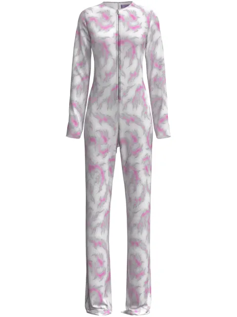Maccapani Vane Ghost-print flared jumpsuit Grey 23IM2M0H091