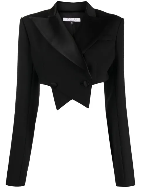 LaQuan Smith double-breasted cropped blazer Black LSFW23O009
