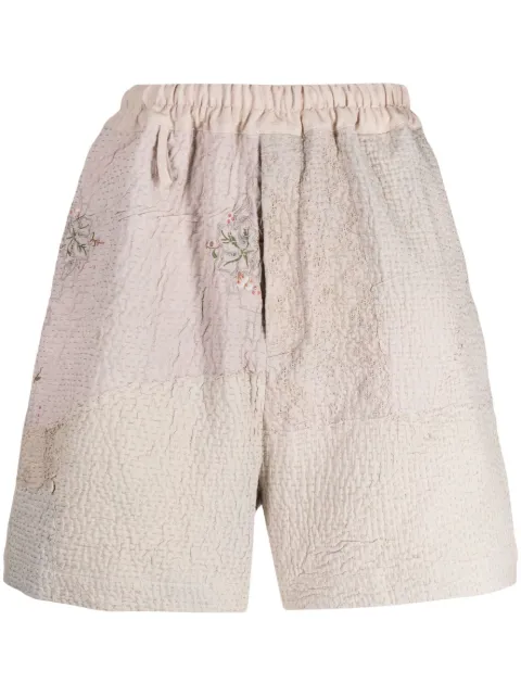 By Walid embroidered linen-cotton shorts Neutrals 131241M