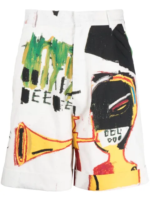 Honey Fucking Dijon graphic-print cotton shorts White HFD07P301