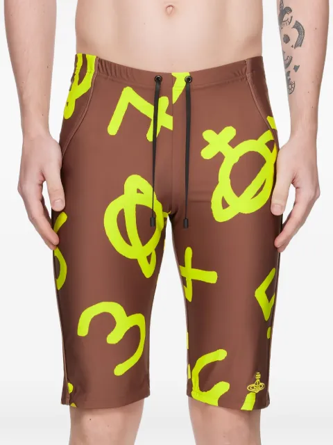 Vivienne Westwood numbers-print swim shorts Brown 8101000IK001UIR