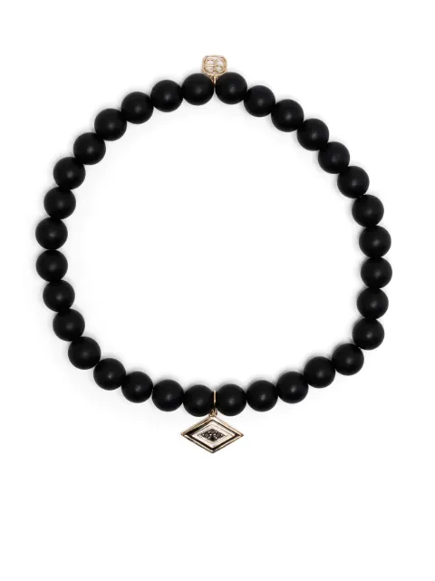 Sydney Evan 14kt yellow gold Groovy Eye onyx beaded bracelet Black CKE1465BLKWHBLYB746M
