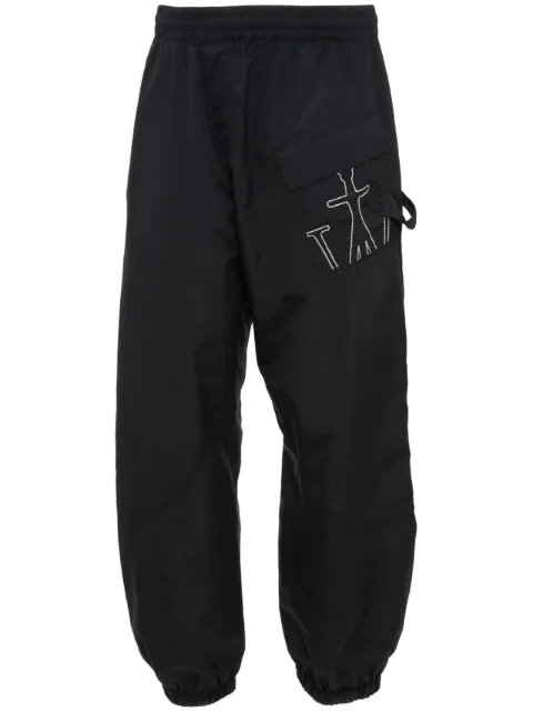 JW Anderson Anchor-embroidered twisted track pants Black TR0282PG1345