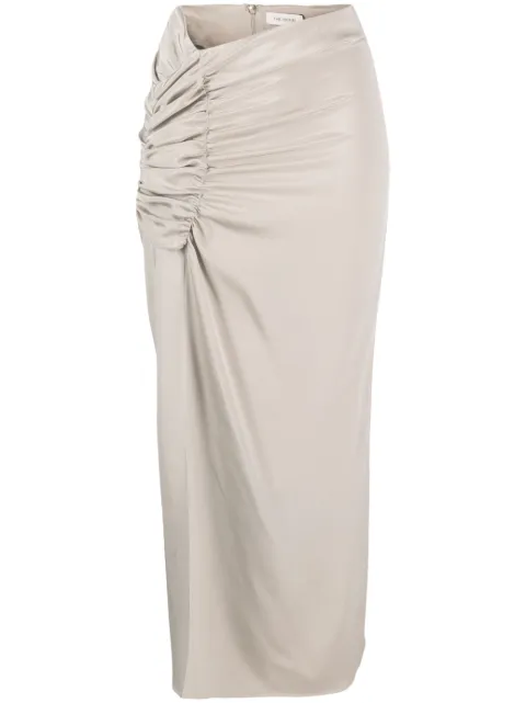 The Mannei asymmetric-design maxi skirt Neutrals SS23TMWISHAWMAXISKIRT