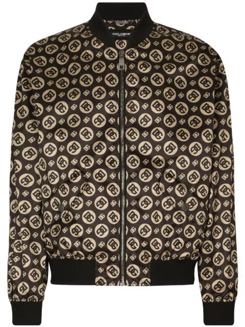 Dolce & Gabbana logo-print bomber jacket Brown G9AJYTISMEY