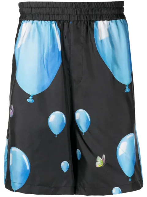 3PARADIS balloon-print silk bermuda shorts Black SS2362