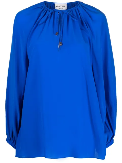 phaeonia self-tie silk blouse Blue MP002804Y