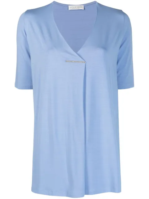 Le Tricot Perugia stitched-fold shortsleeved T-shirt Blue 66193