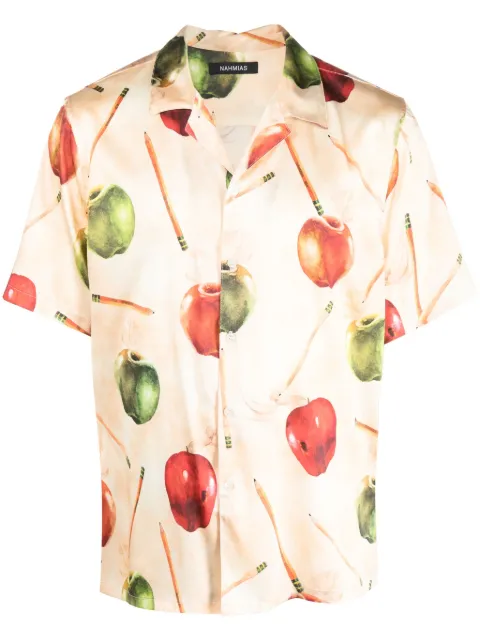 Nahmias apple-motif silk shirt Neutrals SS23W23SH4270