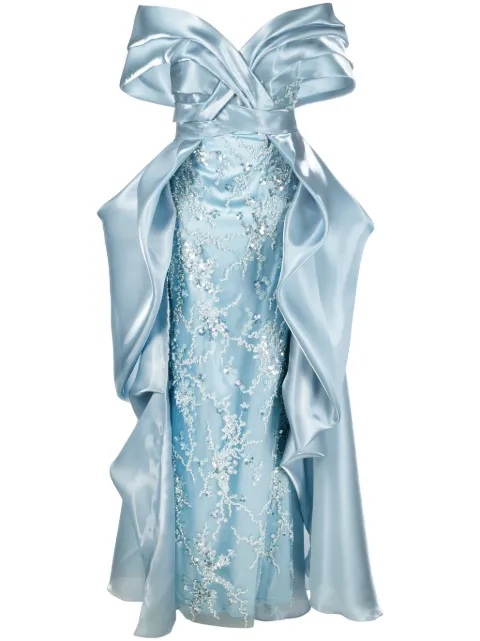 Gaby Charbachy sequin-embellished long dress Blue GCS1525