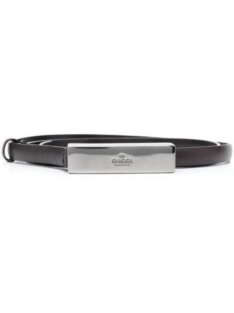 Gucci Pre-Owned 2010s logo-plaque leather belt Brown GU250CCB