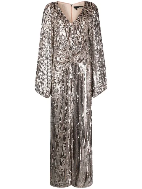 ROTATE BIRGER CHRISTENSEN V-neck sequin jumpsuit Silver RT2254