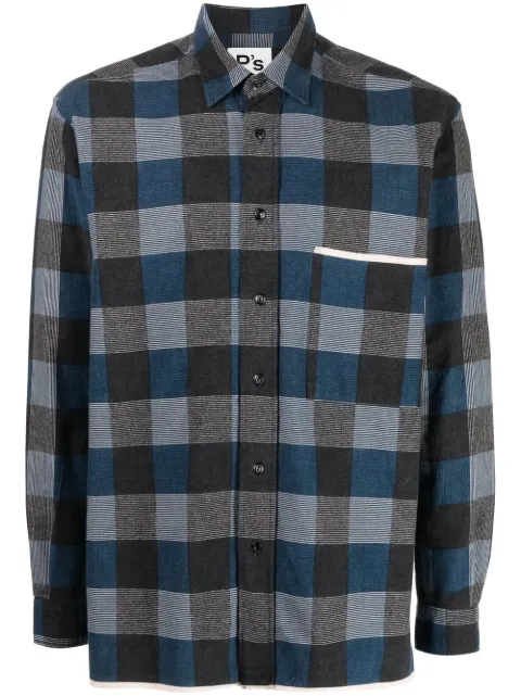 PRESIDENT'S check-print cotton shirt Blue A22PPU423T6230021048