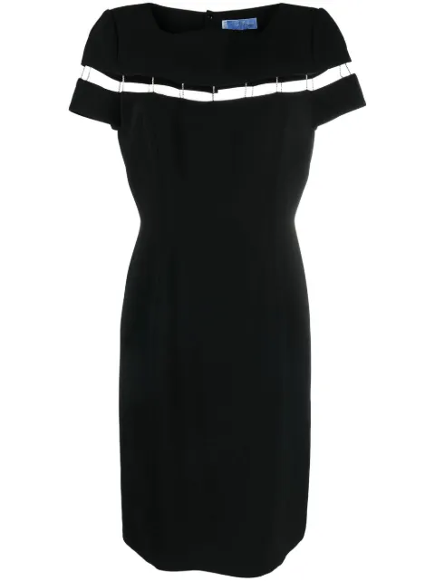 Thierry Mugler Pre-Owned 1990s striped detail short-sleeved dress Black THMU540