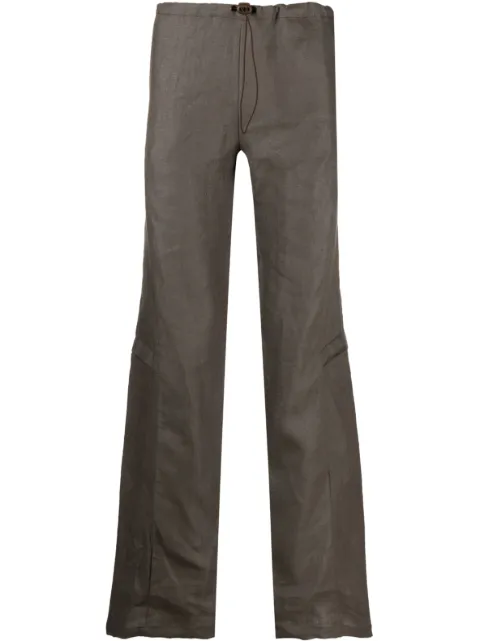 Robyn Lynch drawstring-waist linen cargo trousers Brown SS23RLTRS03