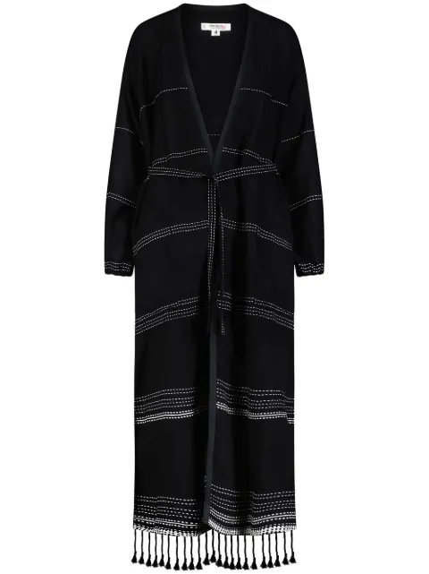 lemlem Leliti fringed beach robe Black CRW2307C1BLACK