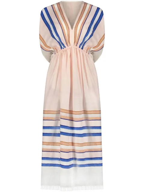 lemlem Eskedar stripe-print midi dress White RW2338C1STRIPESEASHELL