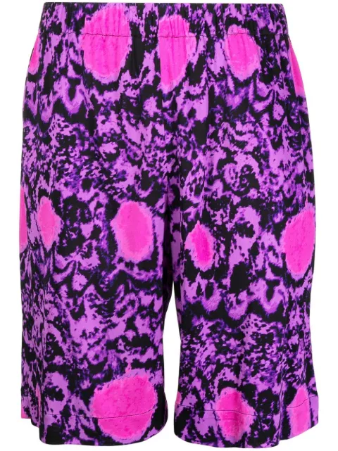 Edward Crutchley abstract-pattern silk shorts Purple W22TRS007N
