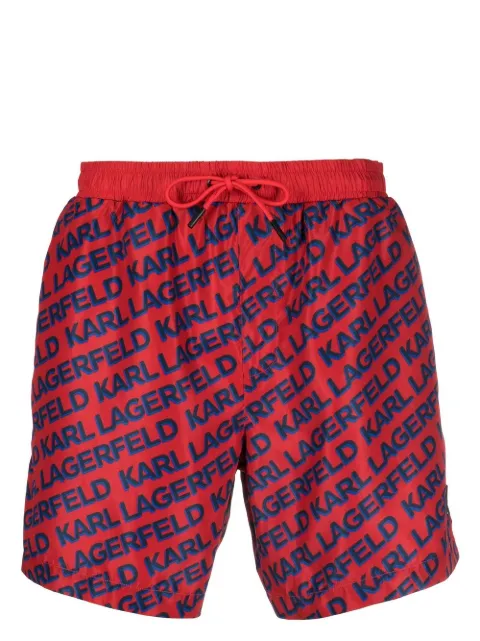 Karl Lagerfeld Diagonal logo-print swim shorts Red 230M2203Q19