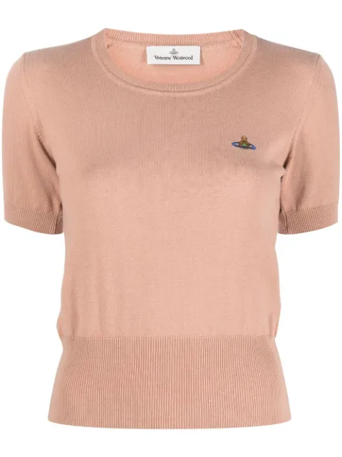Vivienne Westwood Orb-embroidered knitted top Neutrals 18030017Y000E