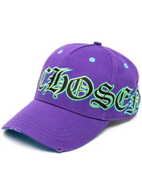 Philipp Plein Gothic logo-print distressed cap Purple FABAUAC0287PTE003N