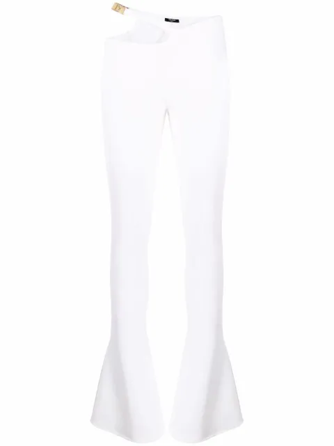 Balmain cut-out bootcut leggings White XF0PP080KB59