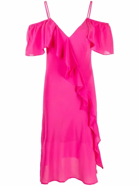 Gold Hawk ruffle-detail V-neck dress Pink GH4554