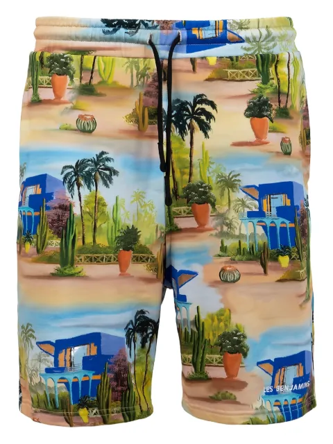 Les Benjamins printed shorts Neutrals LB22SSTMJMUSO004