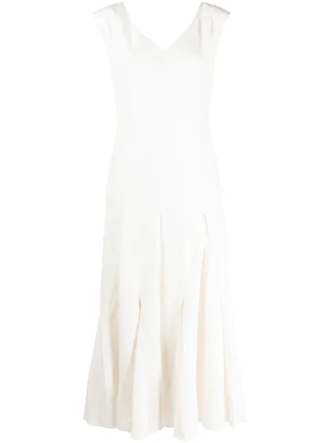 VOZ Harlequin silk-linen midi dress White VD53IVORY