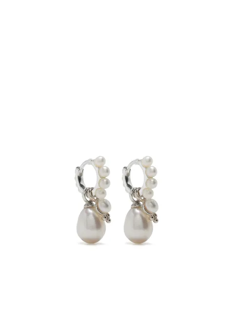 DOWER AND HALL timeless pearl hoop earrings Silver SCE100S