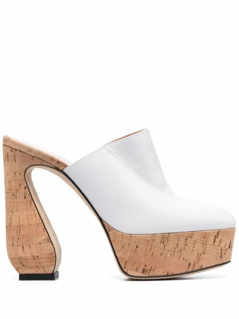 Si Rossi cork platform mules White A93800MFI518