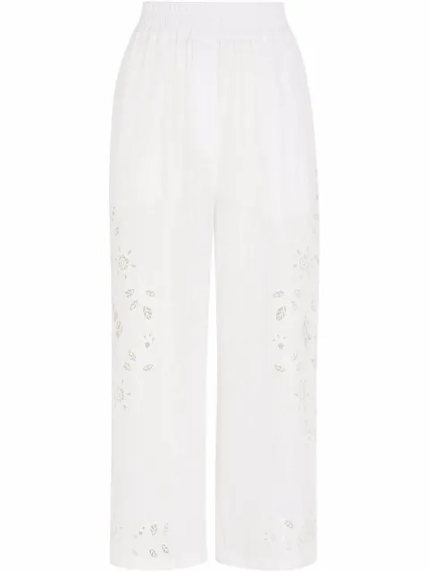 Dolce & Gabbana embroidered cropped linen trousers White FTCC7ZGDAFU