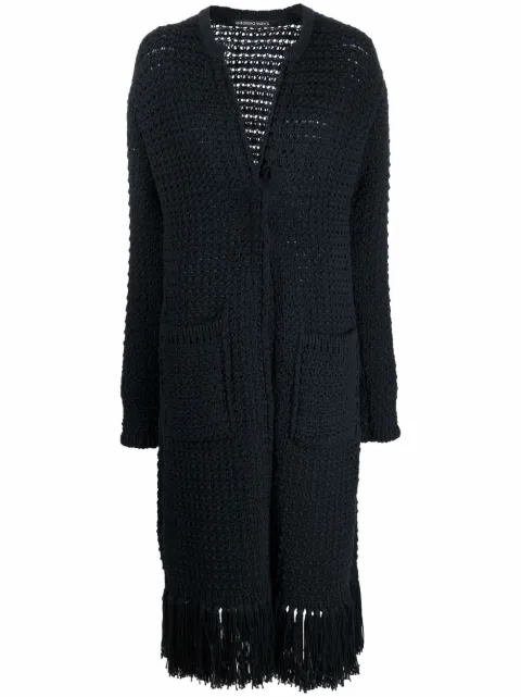 Antonino Valenti chunky-knit frayed-edge cardi-coat Blue 1501AV21S12