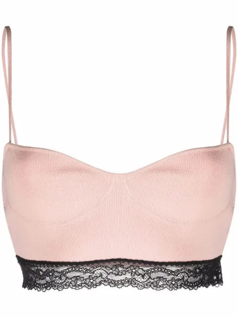 RED Valentino floral-lace bandeau top and shorts set Pink RKZ01A67P