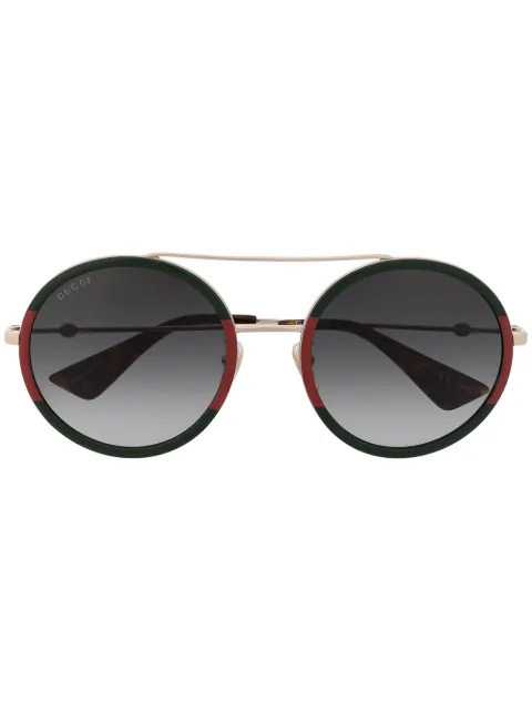 Gucci Eyewear double-bridge round-frame sunglasses Green GG0061S003