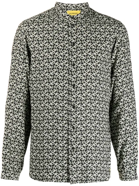 Dundas monogram button-up shirt Black TO00242