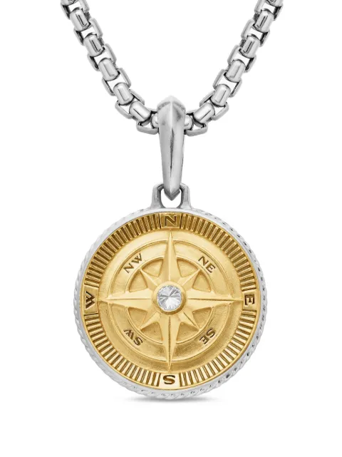 David Yurman 18kt yellow gold and sterling silver Maritime Compass diamond amulet (29.5mm) Silver D15885MS8ADI